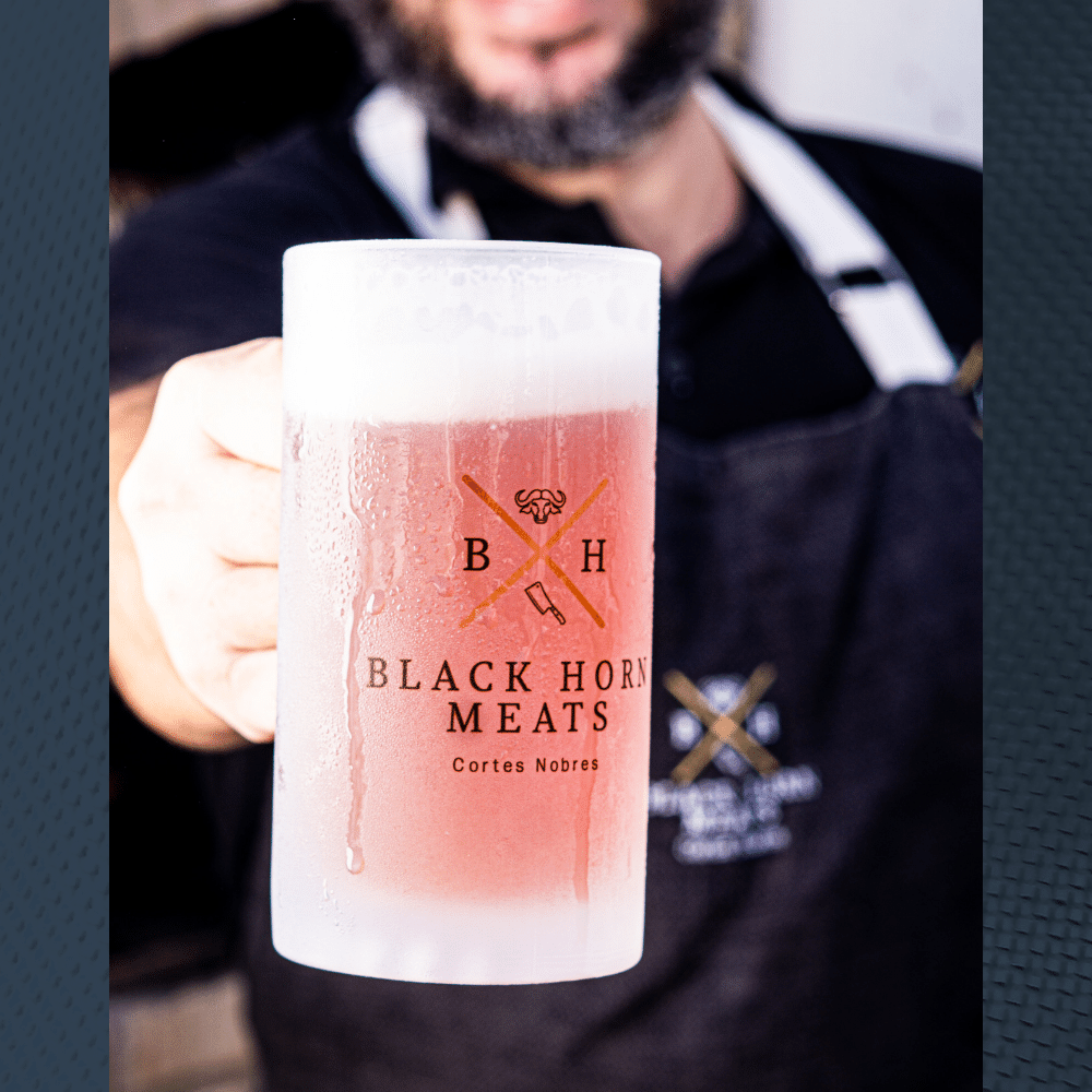 Caneca Vidro Jateado 473ml - Black Horn