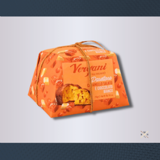 Panettone Italiano Vergani c/ Caramelo Salgado e Gotas de Chocolate Branco