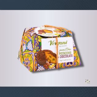 Panettone Italiano Vergani c/ Creme de Pistache e Gotas de Chocolate